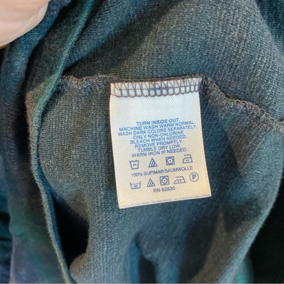 Lands End Green Plaid Henley Long Sleeve Mens XXL Tall Collared - Picture 6 of 6